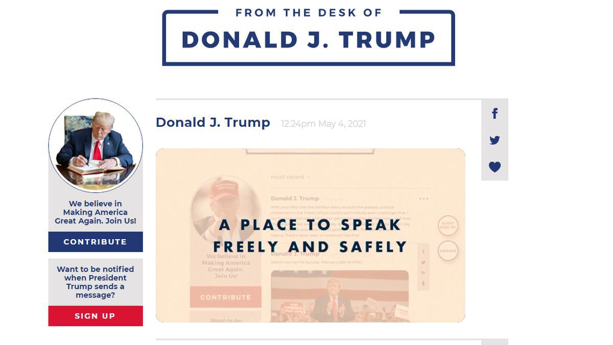 Trump lanzó su propia plataforma tras el veto de Facebook y Twitter