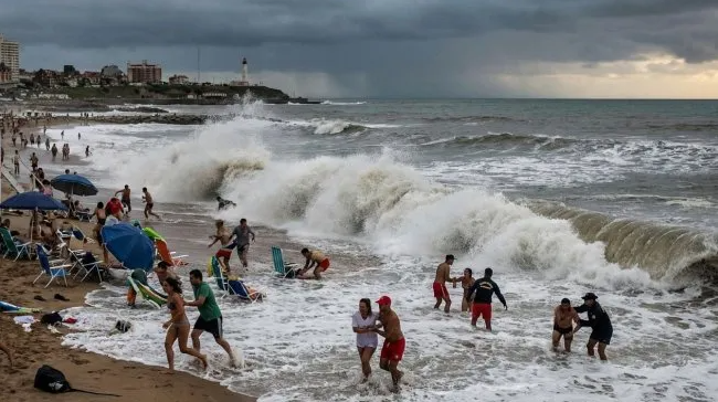 Meteotsunami en la Costa Atlántica, caos y desesperación de la gente